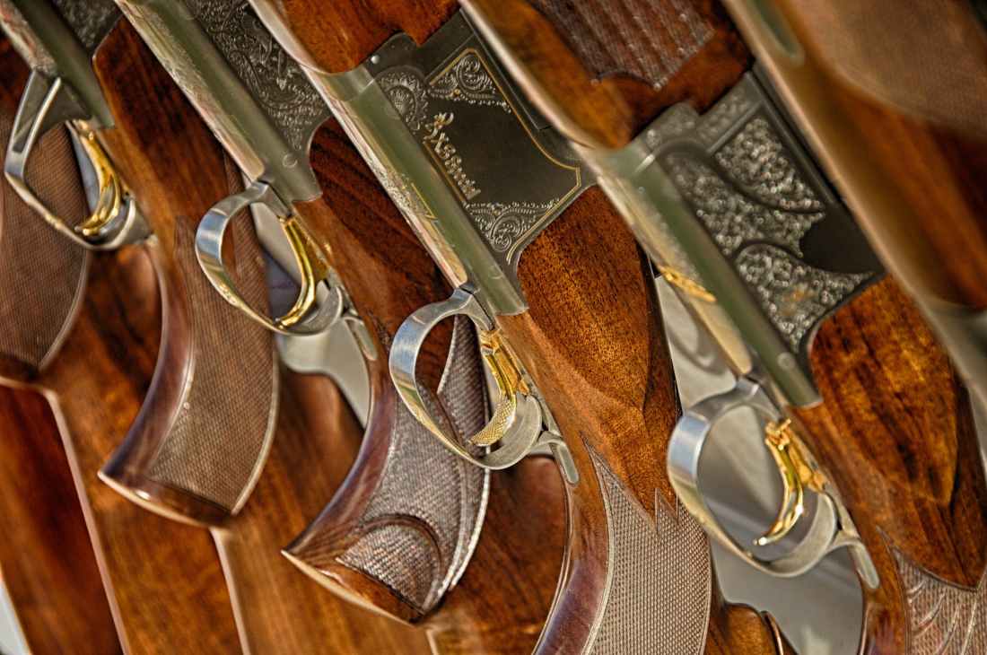 brown and gray rifles lined up