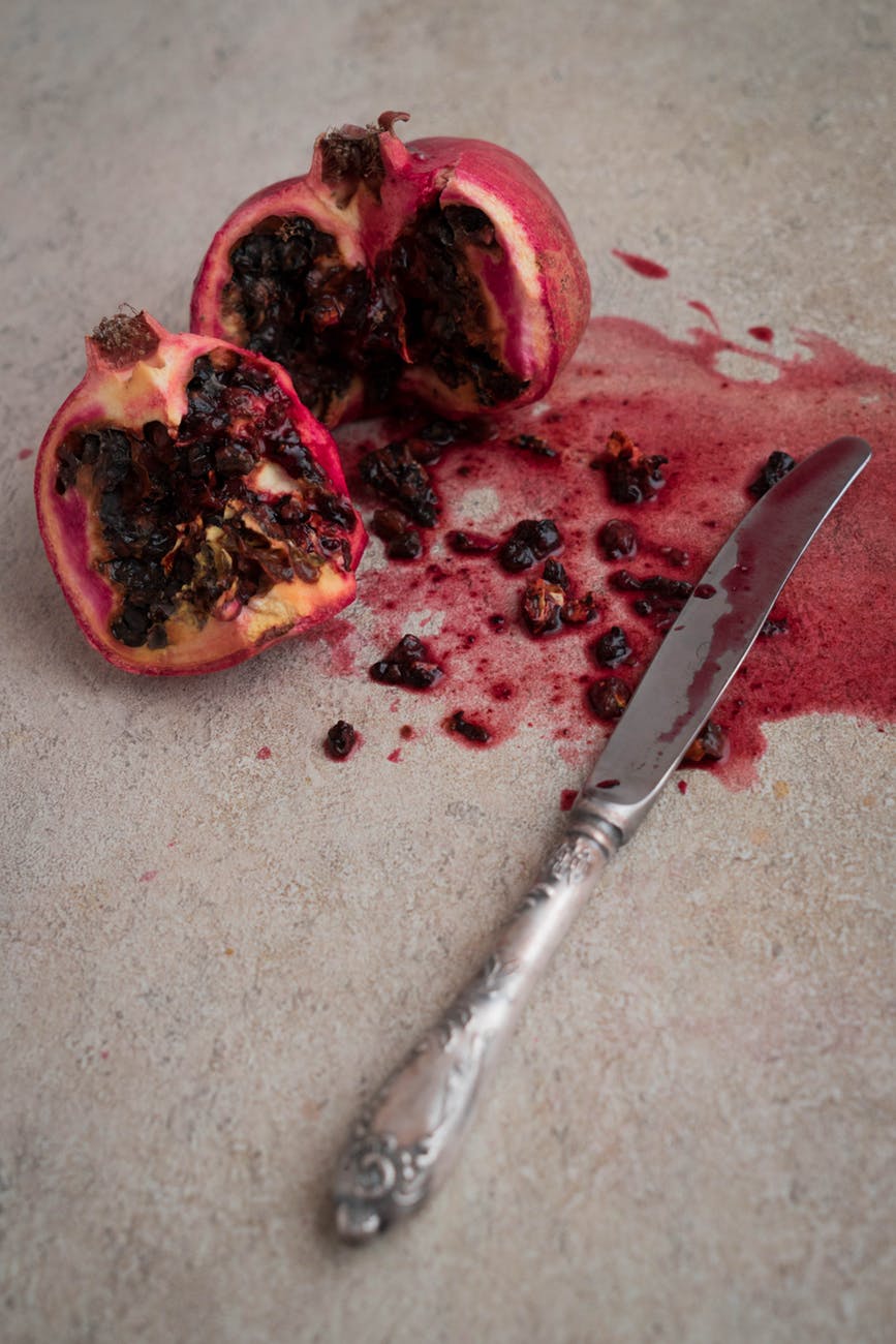 pomegranate and bread knife